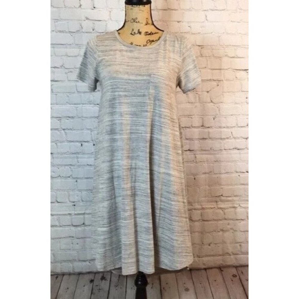 LuLaRoe Dress Carly Gray T-shirt High Low Hem Short Sleeve XS